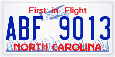 NC license plate ABF9013