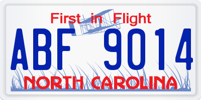 NC license plate ABF9014