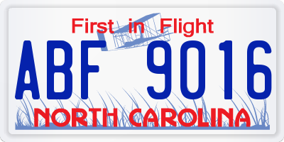 NC license plate ABF9016