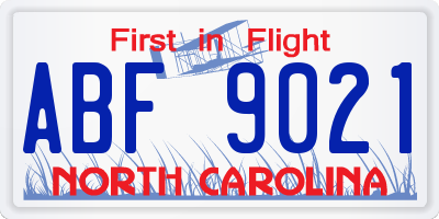 NC license plate ABF9021