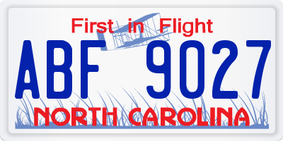 NC license plate ABF9027