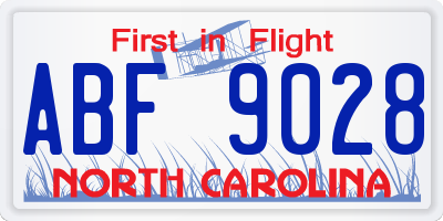 NC license plate ABF9028