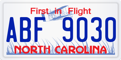 NC license plate ABF9030