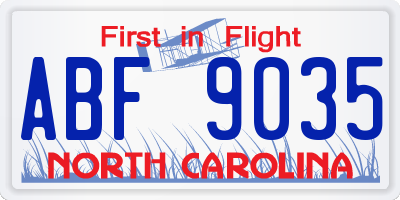 NC license plate ABF9035