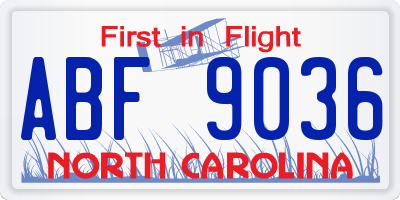 NC license plate ABF9036
