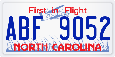 NC license plate ABF9052