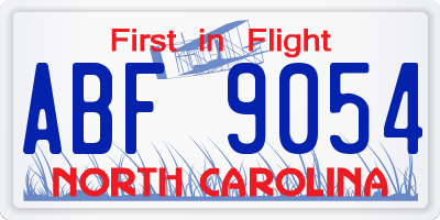 NC license plate ABF9054