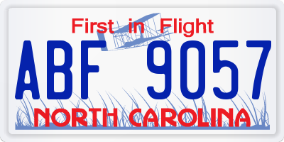 NC license plate ABF9057
