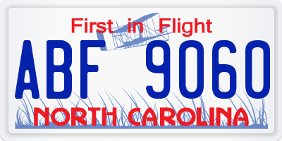 NC license plate ABF9060