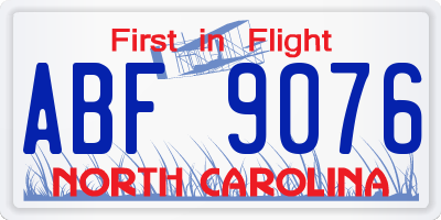 NC license plate ABF9076