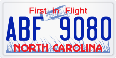NC license plate ABF9080
