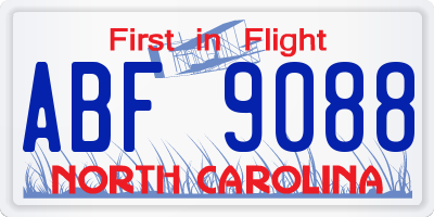 NC license plate ABF9088