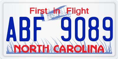 NC license plate ABF9089