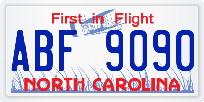 NC license plate ABF9090