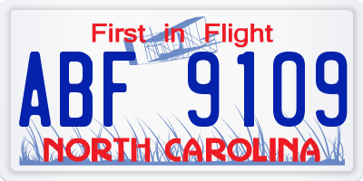 NC license plate ABF9109