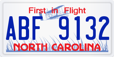 NC license plate ABF9132