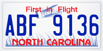 NC license plate ABF9136