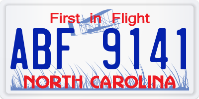 NC license plate ABF9141
