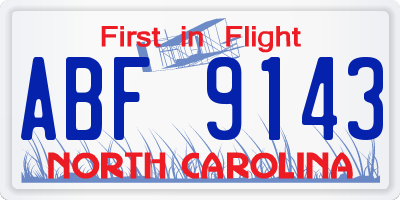 NC license plate ABF9143