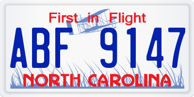 NC license plate ABF9147