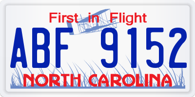 NC license plate ABF9152