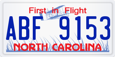 NC license plate ABF9153