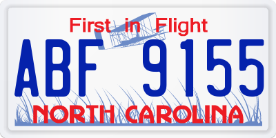 NC license plate ABF9155