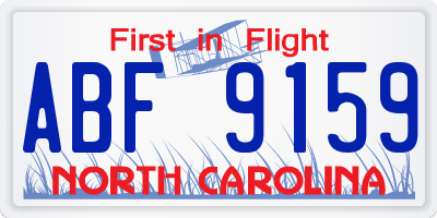 NC license plate ABF9159