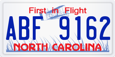 NC license plate ABF9162