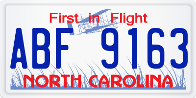 NC license plate ABF9163