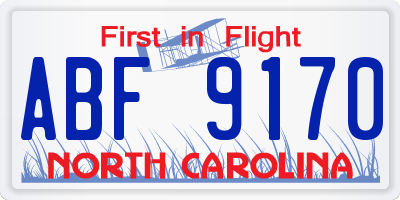 NC license plate ABF9170