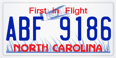 NC license plate ABF9186