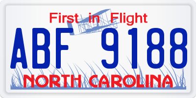 NC license plate ABF9188
