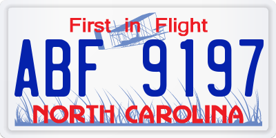 NC license plate ABF9197