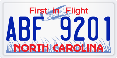 NC license plate ABF9201