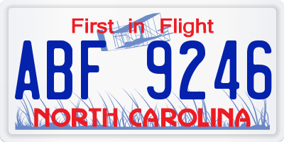 NC license plate ABF9246