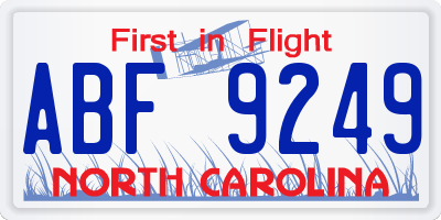 NC license plate ABF9249