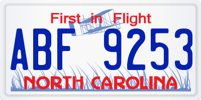 NC license plate ABF9253