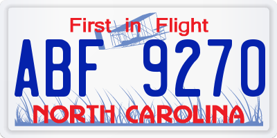 NC license plate ABF9270