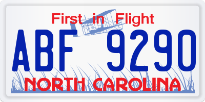 NC license plate ABF9290