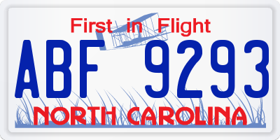 NC license plate ABF9293