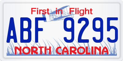NC license plate ABF9295