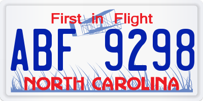NC license plate ABF9298