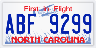 NC license plate ABF9299