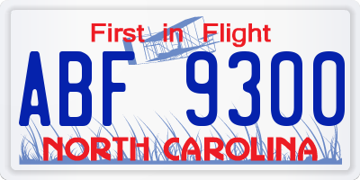 NC license plate ABF9300