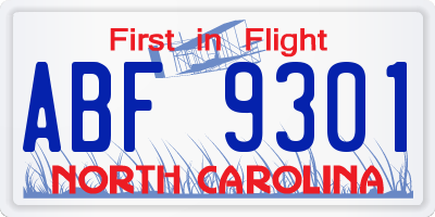 NC license plate ABF9301