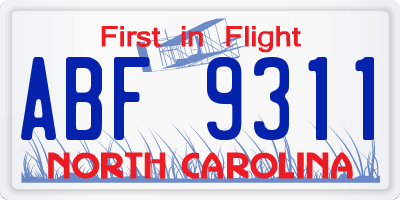 NC license plate ABF9311
