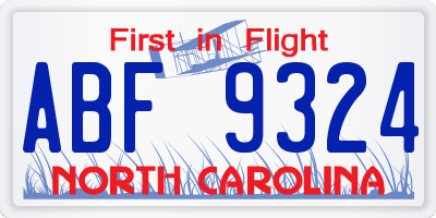 NC license plate ABF9324