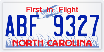 NC license plate ABF9327