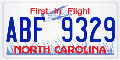 NC license plate ABF9329